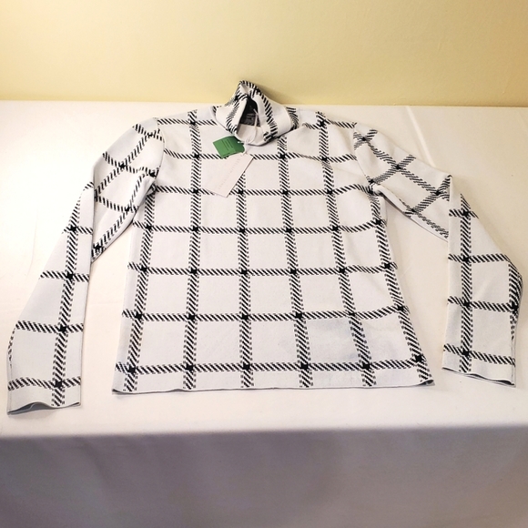 NWT$750 Stella McCartney White Black Plaid Compact Turtleneck Top Sweater - Picture 6 of 14